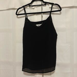 Black camisole with adjustable straps and lace detail on top size L